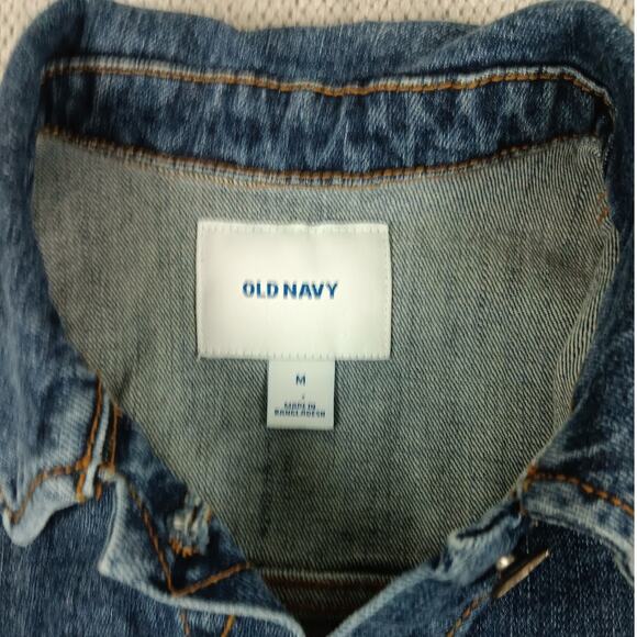 Old Navy Custom Jean Jacket Women's Medium Blue "Aerosmith" Hand Painted Cropped - Picture 6 of 13